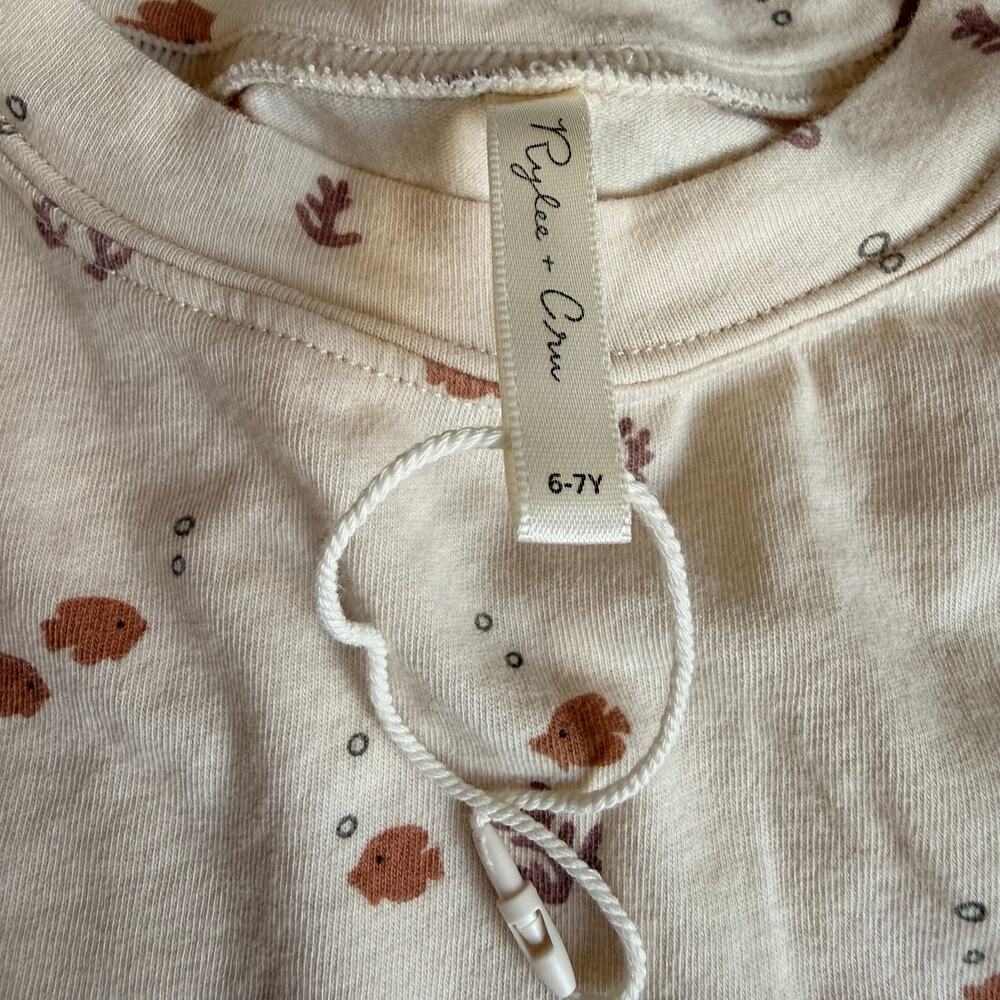 Rylee and Cru Angelfish Girls Dress Cream Ocean Neutral Cotton 6-7 - Picture 7 of 9
